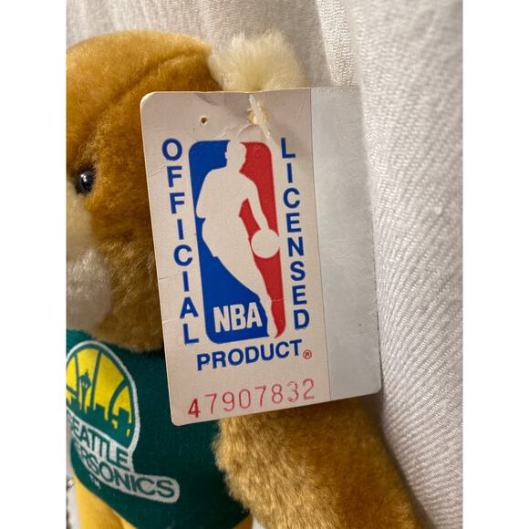 Vintage 1994, Seattle Supersonics Plush Teddy Bear with Basketball. - Picture 2 of 9